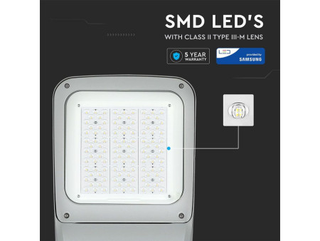 SKU 541 VT-80ST V-TAC PRO Armatura Stradale LED Chip Samsung 80W 130LM/W Classe II Colore Grigio 4000K IP65