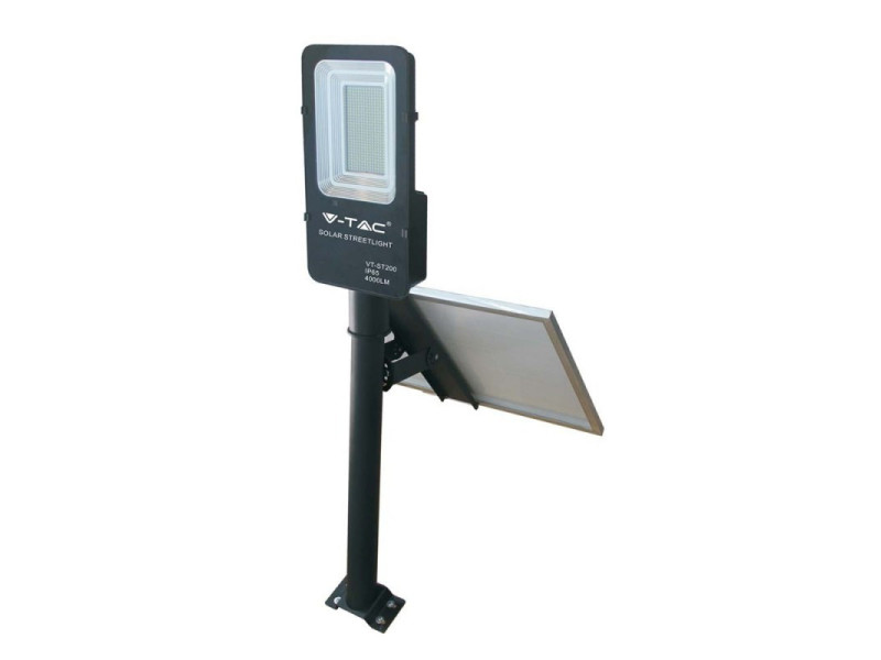 SKU 5502 VT-ST200 V-TAC Armatura Stradale LED SMD 50W con Pannello Solare e Telecomando, Cavo 1m Colore Nero 4000K IP65