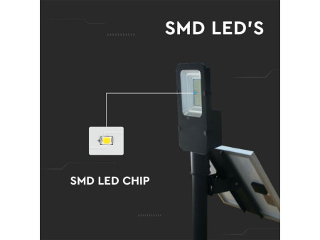 SKU 5502 VT-ST200 V-TAC Armatura Stradale LED SMD 50W con Pannello Solare e Telecomando, Cavo 1m Colore Nero 4000K IP65