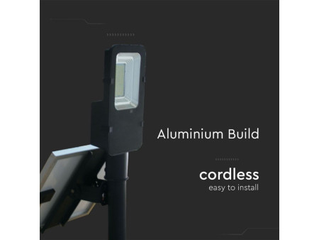 SKU 5502 VT-ST200 V-TAC Armatura Stradale LED SMD 50W con Pannello Solare e Telecomando, Cavo 1m Colore Nero 4000K IP65