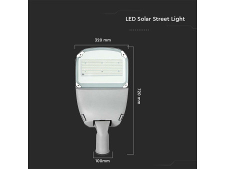 SKU 7837 VT-ST303 V-TAC PRO Armatura Stradale Chip Samsung con Pannello Solare 50W Colore Bianco 4000K IP65