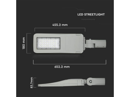 SKU 953 VT-53ST V-TAC PRO Armatura Stradale LED Chip Samsung 50W 140LM/W Ruotabile Driver Inventronics 5700K IP65