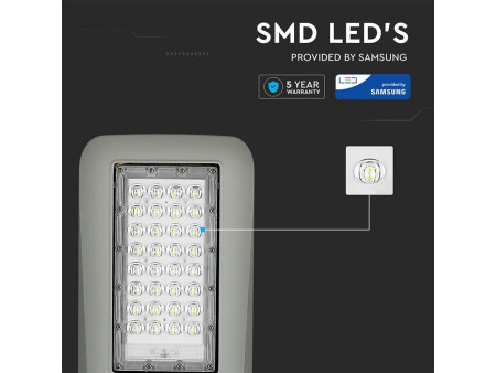 SKU 953 VT-53ST V-TAC PRO Armatura Stradale LED Chip Samsung 50W 140LM/W Ruotabile Driver Inventronics 5700K IP65