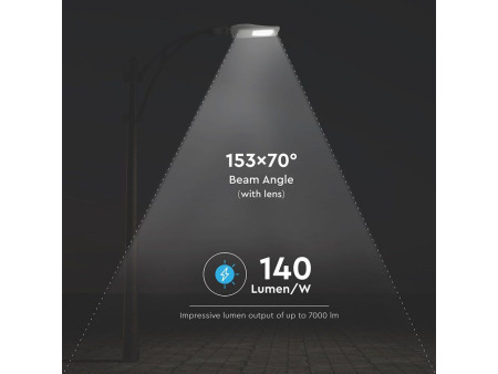 SKU 953 VT-53ST V-TAC PRO Armatura Stradale LED Chip Samsung 50W 140LM/W Ruotabile Driver Inventronics 5700K IP65