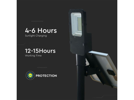 SKU 95509 VT-ST200 V-TAC Armatura Stradale LED SMD 50W con Pannello Solare e Telecomando, Cavo 1m Colore Nero 6000K IP65
