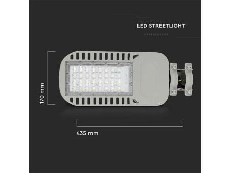 SKU 958 VT-54ST V-TAC PRO Armatura Stradale LED Chip Samsung Slim 50W 120LM/W Colore Grigio 4000K IP65