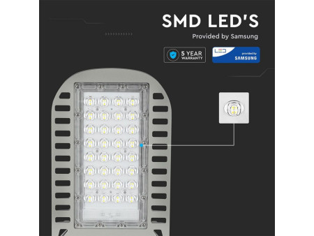 SKU 959 VT-54ST V-TAC PRO Armatura Stradale LED Chip Samsung 50W 120LM/W Colore Grigio 6400K IP65