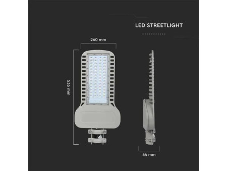 SKU 21961 VT-104ST V-TAC PRO Armatura Stradale LED Chip Samsung Slim 100W 135LM/W Colore Grigio 6400K IP65