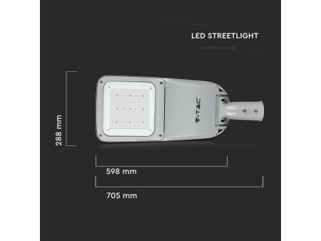 SKU 542 VT-120ST V-TAC PRO Armatura Stradale LED Chip Samsung 120W 130LM/W Classe II Colore Grigio 4000K IP65