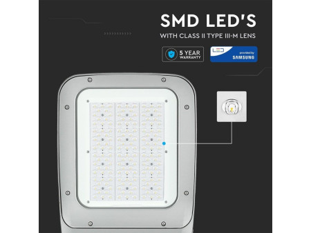SKU 542 VT-120ST V-TAC PRO Armatura Stradale LED Chip Samsung 120W 130LM/W Classe II Colore Grigio 4000K IP65