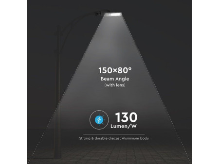 SKU 542 VT-120ST V-TAC PRO Armatura Stradale LED Chip Samsung 120W 130LM/W Classe II Colore Grigio 4000K IP65