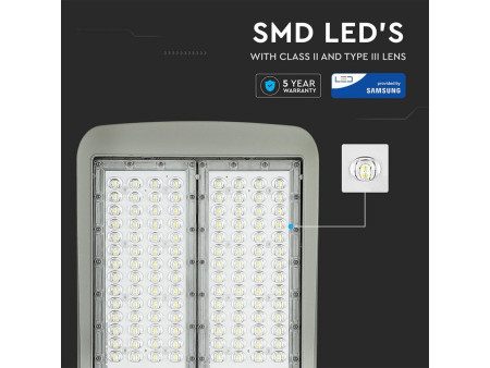 SKU 884 VT-102ST V-TAC PRO Armatura Stradale LED Chip Samsung Classe II 100W 140LM/W Colore Grigio 5700K Dimmerabile