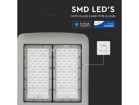 SKU 885 VT-122ST V-TAC PRO Armatura Stradale LED Chip Samsung Classe II 120W 140LM/W Colore Grigio 4000K Dimmerabile