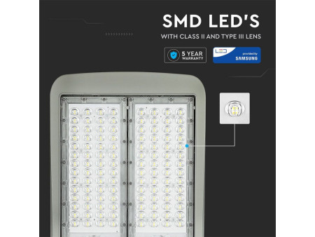 SKU 888 VT-152ST V-TAC PRO Armatura Stradale LED Chip Samsung Classe II 150W 140LM/W Colore Grigio 5700K Dimmerabile