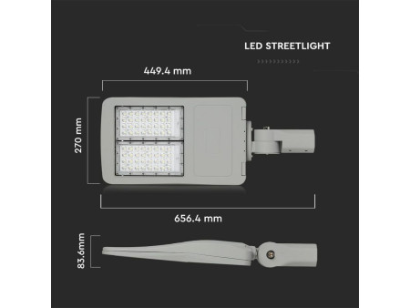 SKU 954 VT-103ST V-TAC PRO Armatura Stradale LED Chip Samsung 100W 140LM/W Ruotabile Classe I Driver Inventronics 5700K IP65