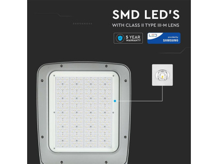 SKU 544 VT-200ST V-TAC PRO Armatura Stradale LED Chip Samsung 200W 130LM/W Classe II Colore Grigio 4000K IP65
