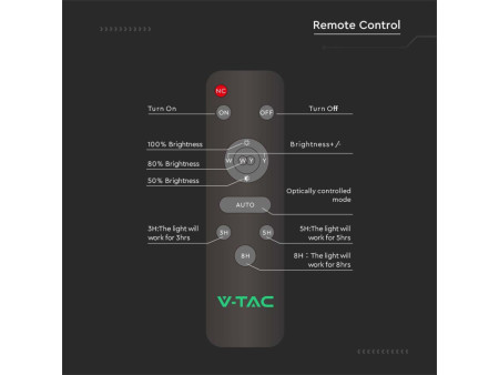 SKU 10227 VT-15200ST V-TAC Armatura Stradale Solare 60W con Telecomando Installazione 2in1 Grigia 6500K IP65