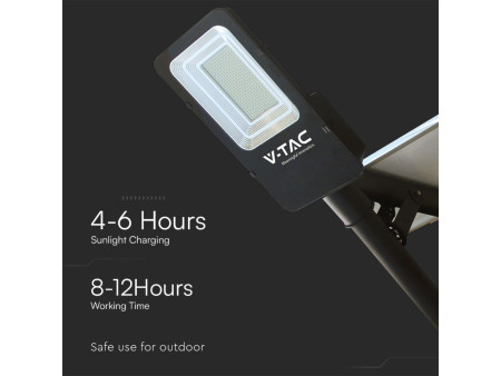 SKU 23579 VT-ST201 V-TAC Armatura Stradale con Pannello Solare 50W Hybrid-Series Colore Nero 6500K IP65