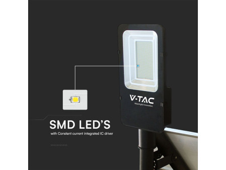 SKU 23579 VT-ST201 V-TAC Armatura Stradale con Pannello Solare 50W Hybrid-Series Colore Nero 6500K IP65