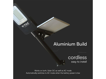 SKU 23579 VT-ST201 V-TAC Armatura Stradale con Pannello Solare 50W Hybrid-Series Colore Nero 6500K IP65