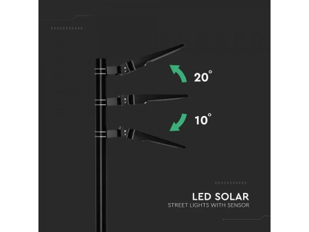 SKU 24099 VT-ST20CCT V-TAC Armatura Stradale Solare LED SMD 20W 150LM/W Sensore PIR Nera CCT IP65
