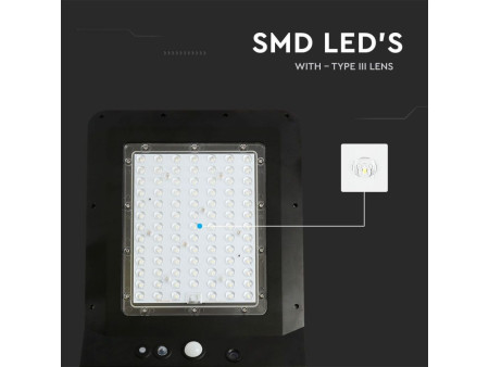 SKU 5503 VT-ST42 V-TAC Armatura Stradale LED SMD 40W 120LM/W Pannello Solare, Sensore PIR e Telecomando, Colore Nero 4000K IP65