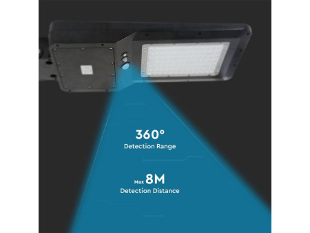 SKU 5504 VT-ST42 V-TAC Armatura Stradale LED SMD 40W 120LM/W Pannello Solare, Sensore PIR e Telecomando, Colore Nero 6000K IP65