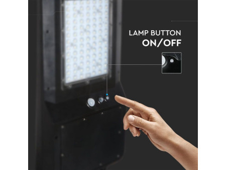 SKU 5504 VT-ST42 V-TAC Armatura Stradale LED SMD 40W 120LM/W Pannello Solare, Sensore PIR e Telecomando, Colore Nero 6000K IP65