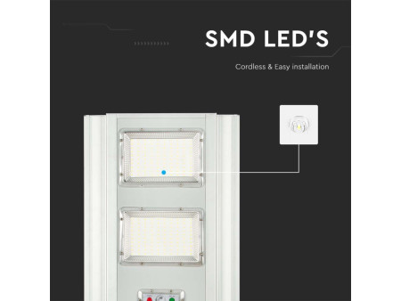 SKU 6755 VT-20201 V-TAC Armatura Stradale LED SMD 200W Pannello Solare Da 30W e Telecomando, Sensore, Colore Bianco 4000K IP65