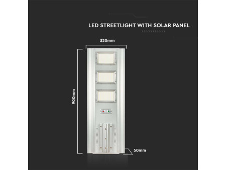 SKU 6757 VT-30301ST V-TAC Armatura Stradale LED SMD 300W Pannello Solare Da 40W e Telecomando, Sensore, Colore Bianco 4000K IP65