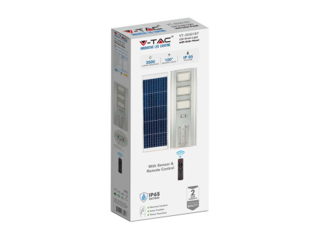 SKU 6757 VT-30301ST V-TAC Armatura Stradale LED SMD 300W Pannello Solare Da 40W e Telecomando, Sensore, Colore Bianco 4000K IP65