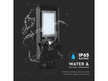 SKU 8548 ST-15 V-TAC Armatura Stradale LED SMD 15W Pannello Solare e Batteria, Sensore Movimento Colore Nero 6000K IP65