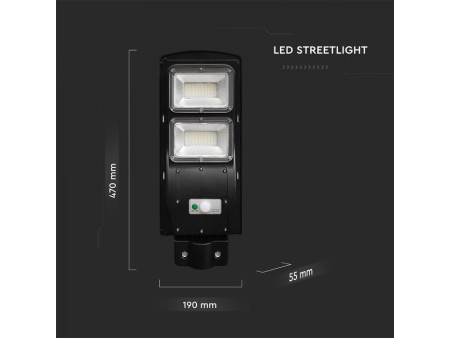 SKU 98417 VT-ST120W V-TAC Armatura Stradale LED 8W Pannello Solare e Telecomando, Sensore Radar e Batteria LiFePO4 6000K IP65