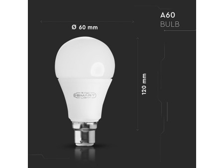 SKU 2791 VT-5110 V-TAC Lampadina LED B22 10W A60 Compatibile Google Home e Alexa com App V-Tac Smart RGB 3 in 1 Dimmerabile