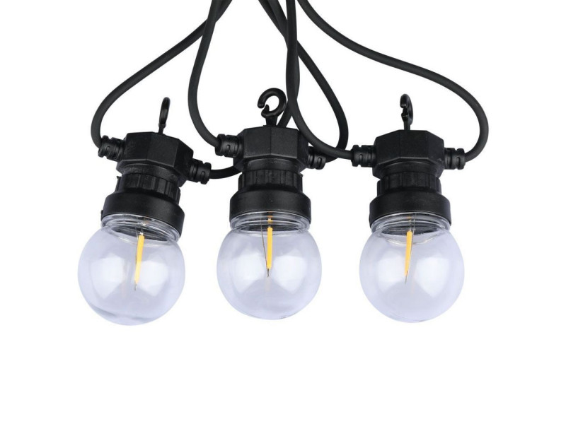 SKU 212728 VT-71510 V-TAC LED 5m con 10 Lampadine a Filamento 4W con Schuko Nera 3000K