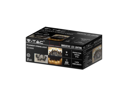 SKU 212728 VT-71510 V-TAC LED 5m con 10 Lampadine a Filamento 4W con Schuko Nera 3000K