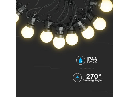 SKU 217436 VT-70510  Confronta V-TAC LED 5m con 10 Lampadine 5W con Schuko Bianca 3000K IP44