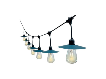 SKU 23034 VT-715S V-TAC Catenaria LED Solare 15.6m per 15 Lampadine ST64 a Filamento Nera 3000K IP44
