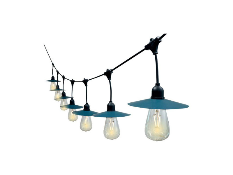 SKU 23034 VT-715S V-TAC Catenaria LED Solare 15.6m per 15 Lampadine ST64 a Filamento Nera 3000K IP44