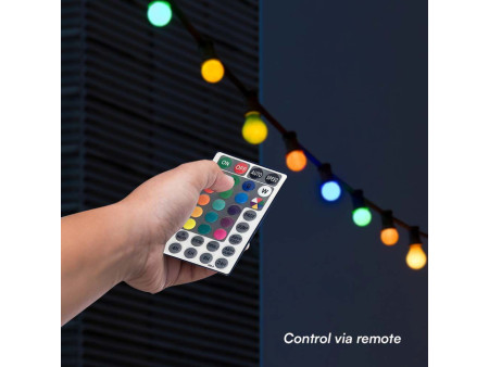 SKU 23159 VT-713S V-TAC Catenaria LED 13m con 15 Lampadine RGB 0.5W e Telecomando Nera IP44
