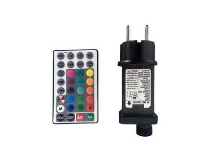 SKU 23159 VT-713S V-TAC Catenaria LED 13m con 15 Lampadine RGB 0.5W e Telecomando Nera IP44