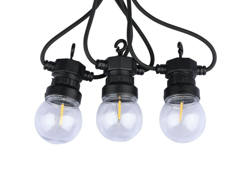 SKU 2728 VT-71510 V-TAC Catenaria LED 5m con 10 Lampadine a Filamento 4W con Schuko Nera 3000K