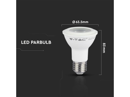 SKU 148 VT-220 V-TAC PRO Lampadina LED Chip Samsung E27 7W PAR20 4000K