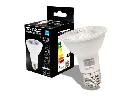 SKU 21149 VT-220 V-TAC PRO Lampadina LED Chip Samsung E27 5,8W PAR20 6500K