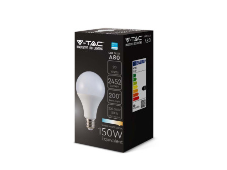 SKU 21237 VT-233 V-TAC PRO Lampadina LED Chip Samsung E27 20W 120LM/W A80 3000K