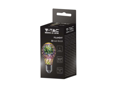 SKU 212704 VT-2203-N V-TAC Lampadina LED E27 3W A60 Filamento 3D 3000K