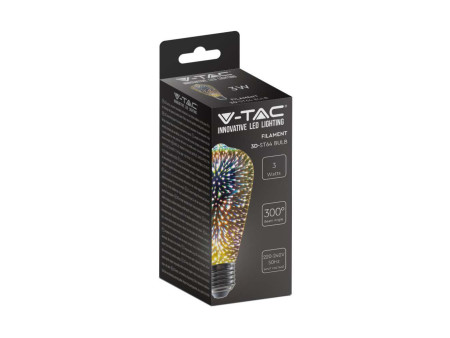 SKU 212705 VT-2223-N V-TAC Lampadina LED E27 3W ST64 Filamento 3D 3000K
