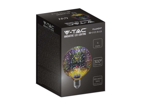 SKU 212706 VT-2233 V-TAC Lampadina LED E27 4W G125 Filamento 3D 3000K
