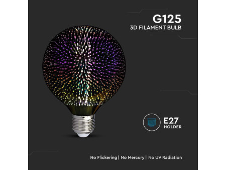 SKU 212706 VT-2233 V-TAC Lampadina LED E27 4W G125 Filamento 3D 3000K