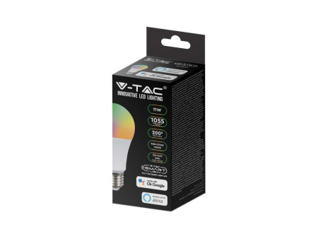 SKU 212752 VT-5113-N V-TAC Lampadina LED E27 11W A60 Compatibile Google Home e Alexa con App V-Tac Smart RGB 3 in 1 Dimmerabile